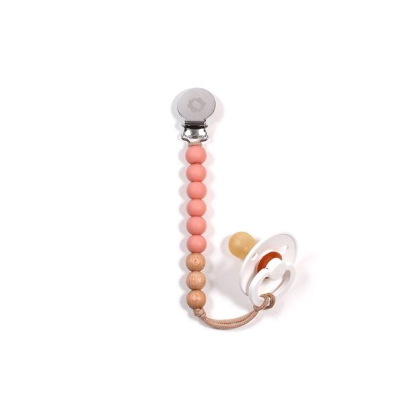 Image Attache-suce bois & silicone (pince d'inox) - Blush