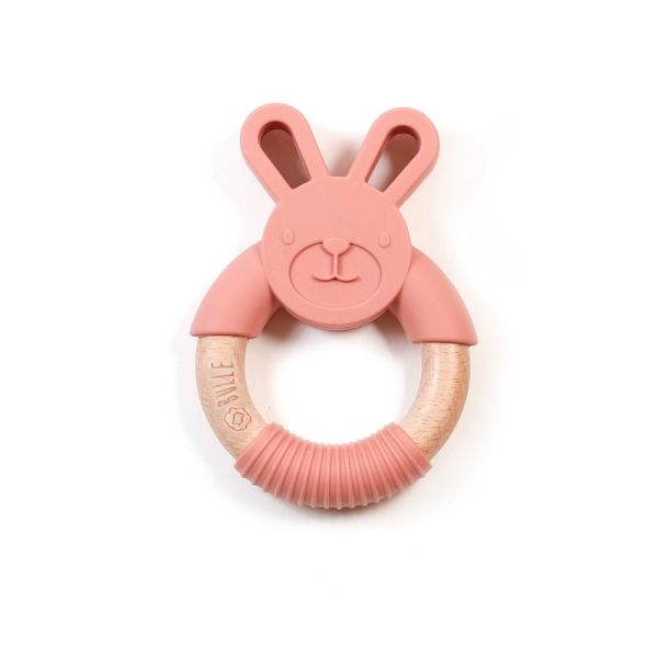 Image Hochet de bois animal - Lapin blush