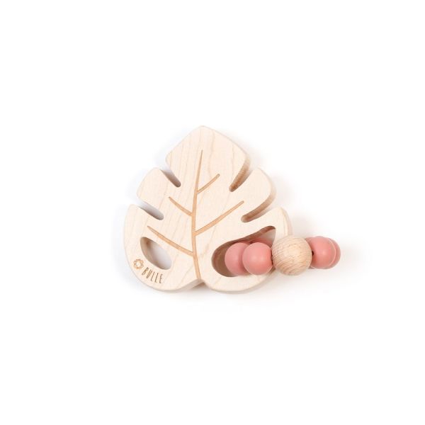 Image Hochet de bois Feuille - Blush