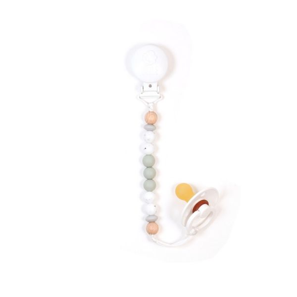 Image Pacifier clip Ora - Wood, grey, sauge