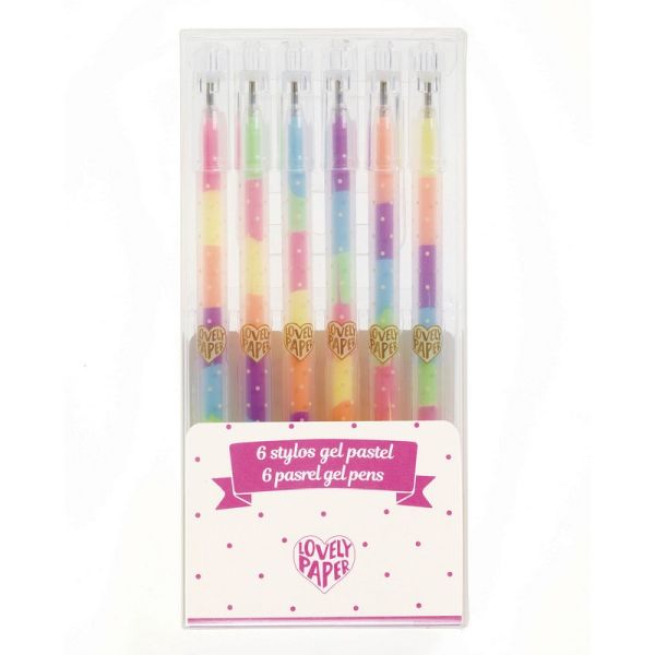 6 stylos gel pastel