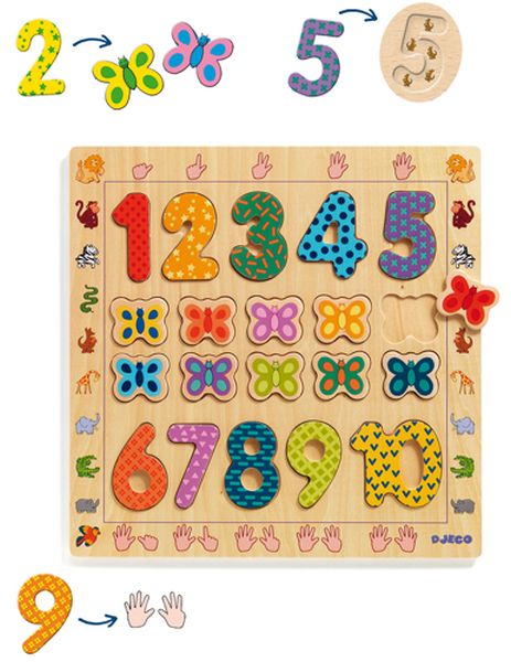 Image Wooden Puzzle / 1 to 10 / 20 pcs