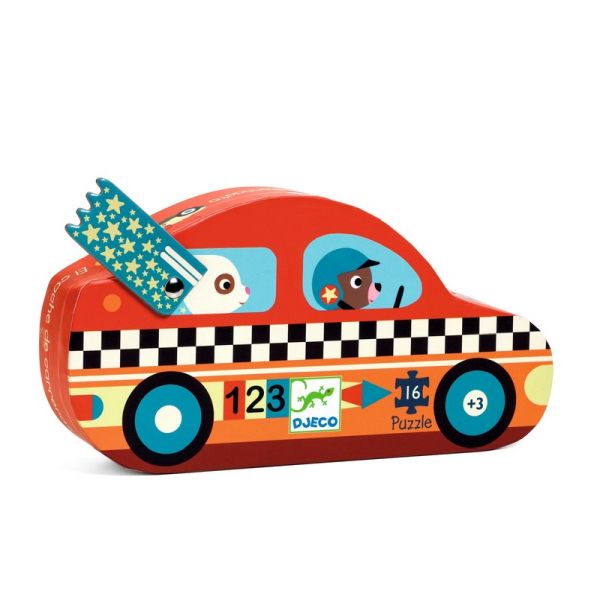 Image Silhouette Puzzle / The racing car - 16 pcs