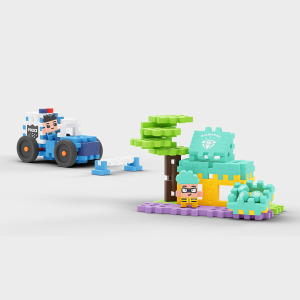 Mini Waffle City - Voiture de police et bijouterie 80 pcs (fr-en)