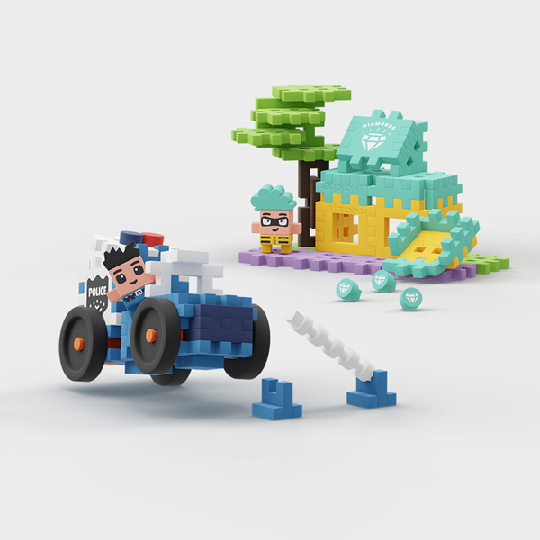 Mini Waffle City - Voiture de police et bijouterie 80 pcs (fr-en)